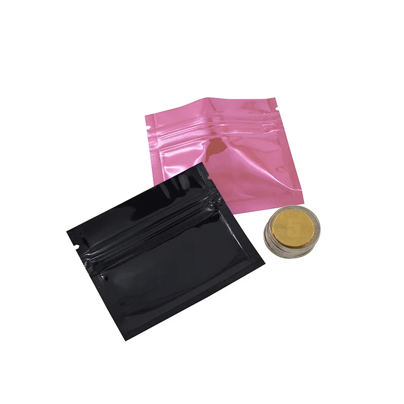 Custom Printed 3.5g Glossy Black Flat Pouch Zipper Plastic Zip Lock Mylar Bags Snacks And Candy/Beef Jerk Capsule Storage