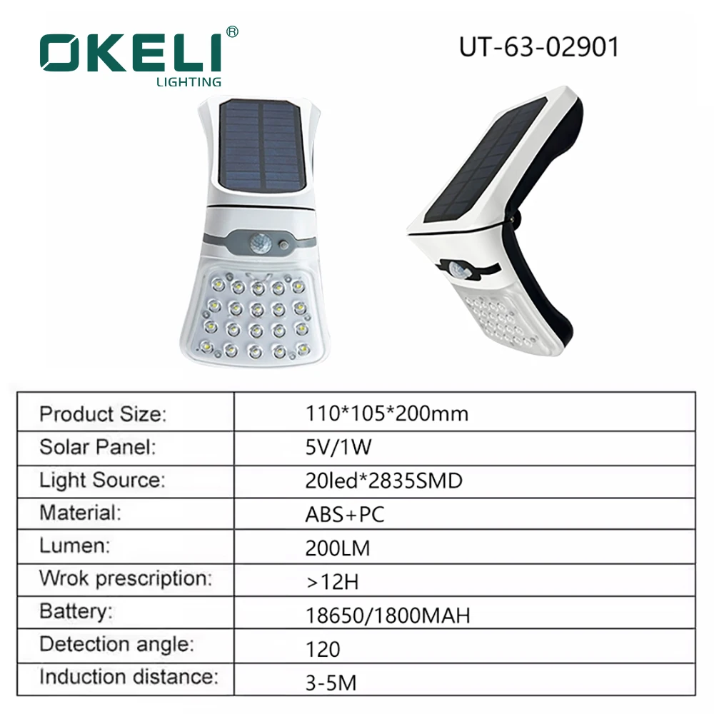 Outdoor Waterproof Remote Control 2835 SMD Solar Wall Light For Garden Courtyard Villia