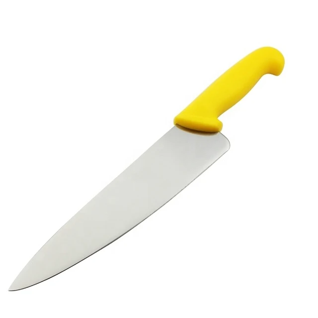 10 inch stainless steel chef knife kitchen knife with yellow PP handle