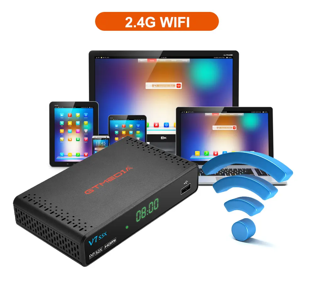 GTmedia V7 S5X поддержка DVB-S/S2/S2X 1080P H.265 AVS + однокабельная система USB Wi-Fi модем BISS автоматически изменяющийся Full PowerVu Декодер каналов кабельного телевидения