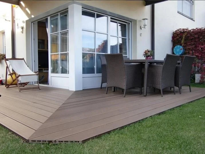 2024  popular anti-slip  Hollow wpc decking floor wpc composite decking plastic eco wood deck merbau look