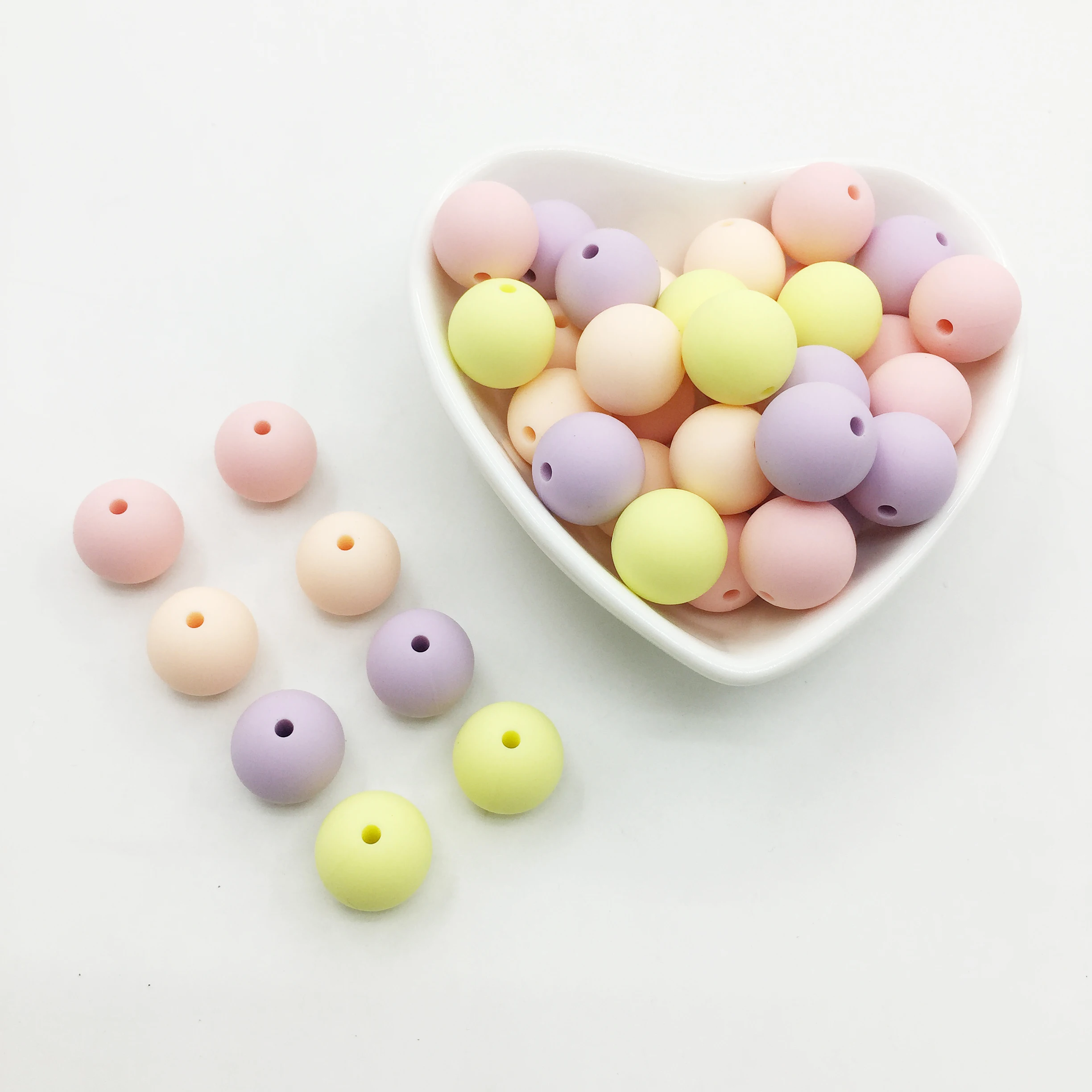 Mix color 100pcs Beads Nursing Ball Necklace Pink Series Soft Chewable Round Ball Pacifier Clip Baby Silicone Teether