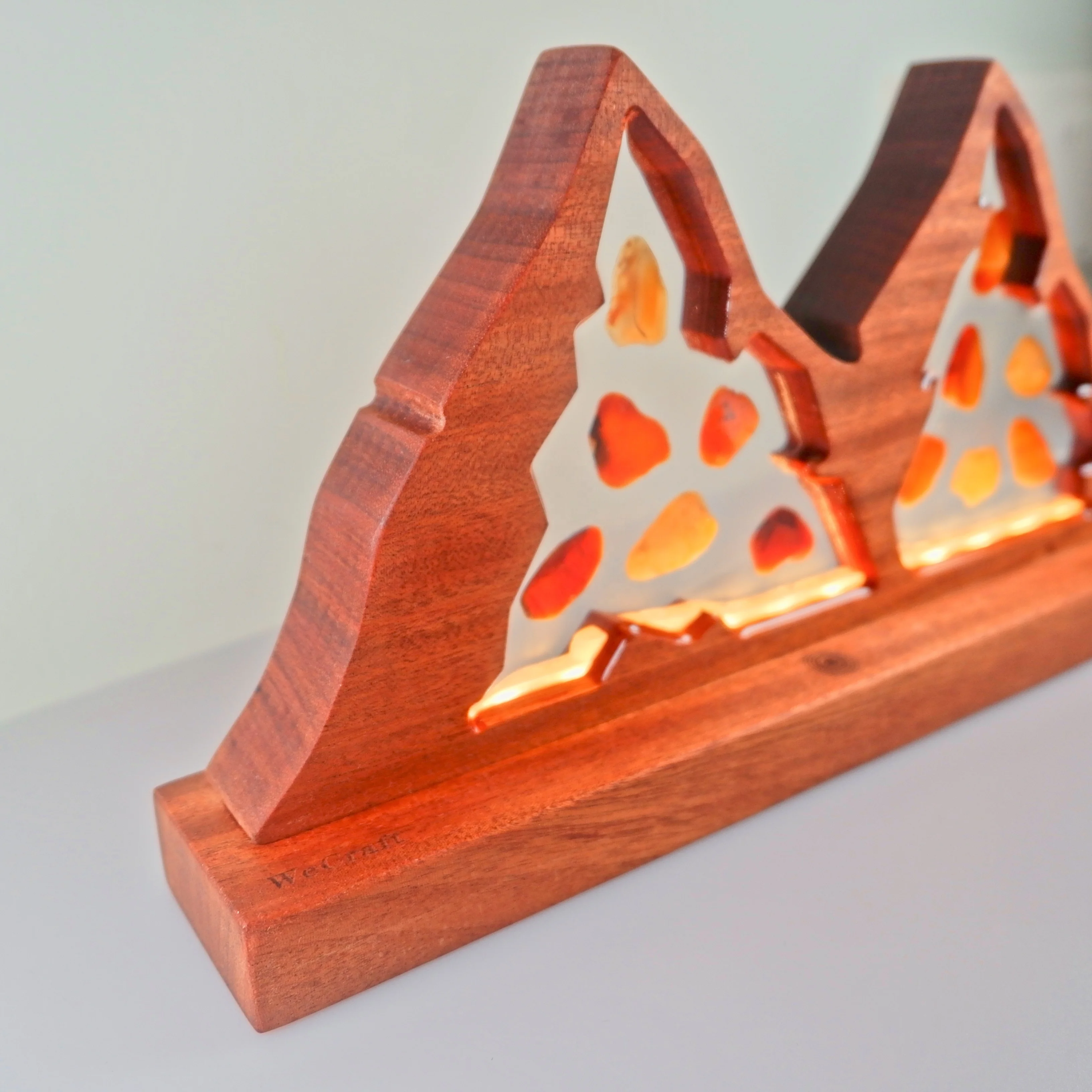 Modern Luxury Wood Resin Epoxy Night Light Lamp Bedside Wooden Art Decoration Table Lamp Touch Sensor Dimmable For Bedroom