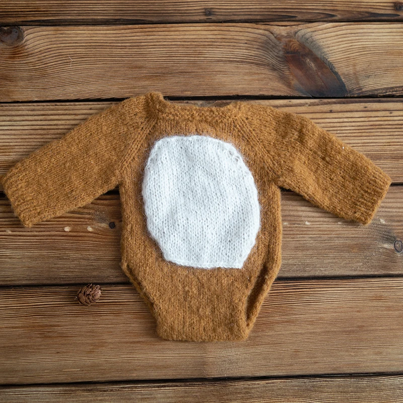 Knit Mohair Bunny Bonnet And Romper Set Newborn Baby Clothes Outfit Crochet Pants Overalls Full Sets Jumpsuits Photography Props