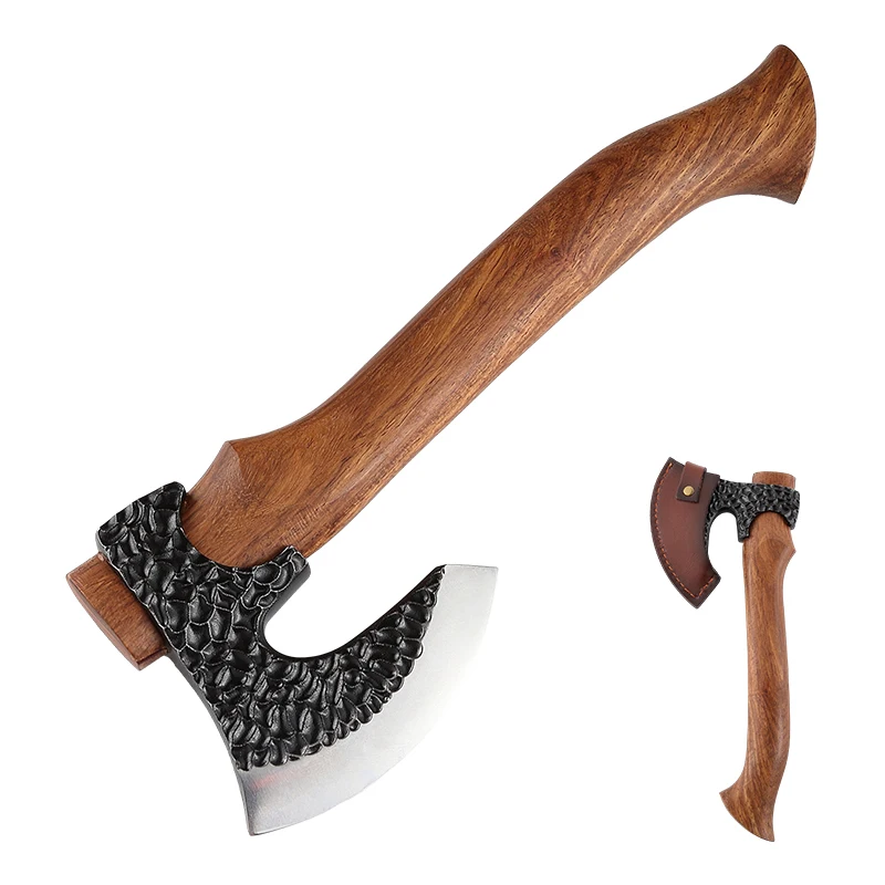 Europe and the United States popular carbon fiber pattern and wooden handle axe for garden camping hunting with box