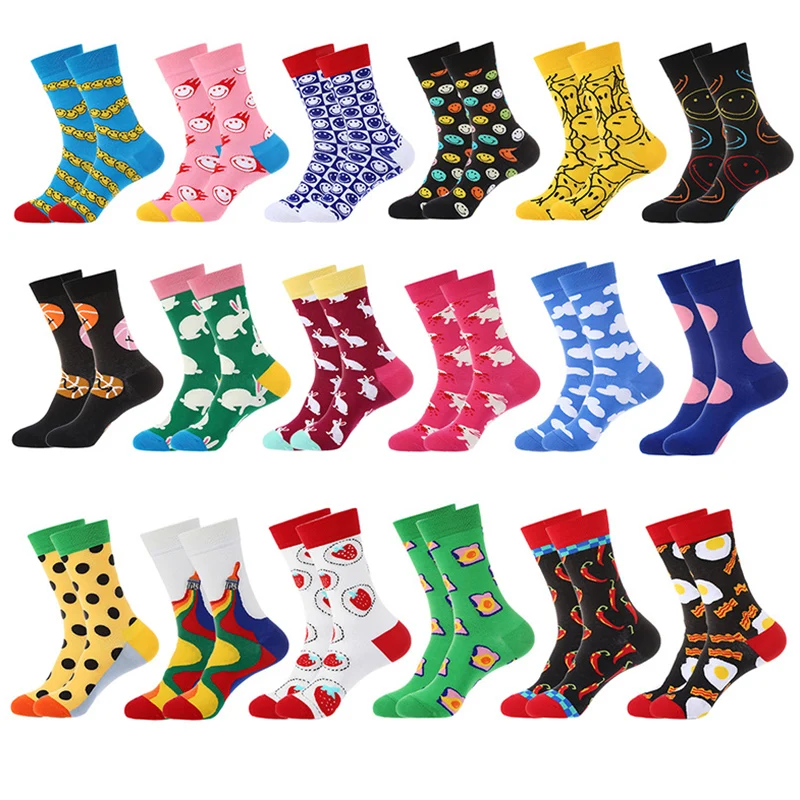 unisex smile socks soft cotton funny cartoon tube socks for men fun rabbit socks custom high quality  fashion