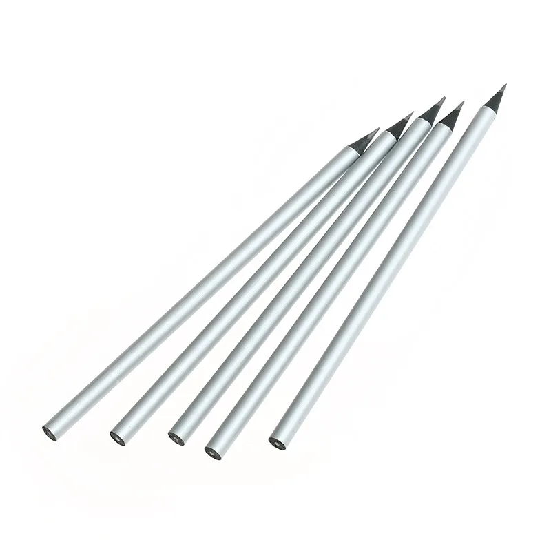 High quality 7' Golden silveren Metal Paint Black Wooden Pencil HB Lead Pencil For Office And School Pencil