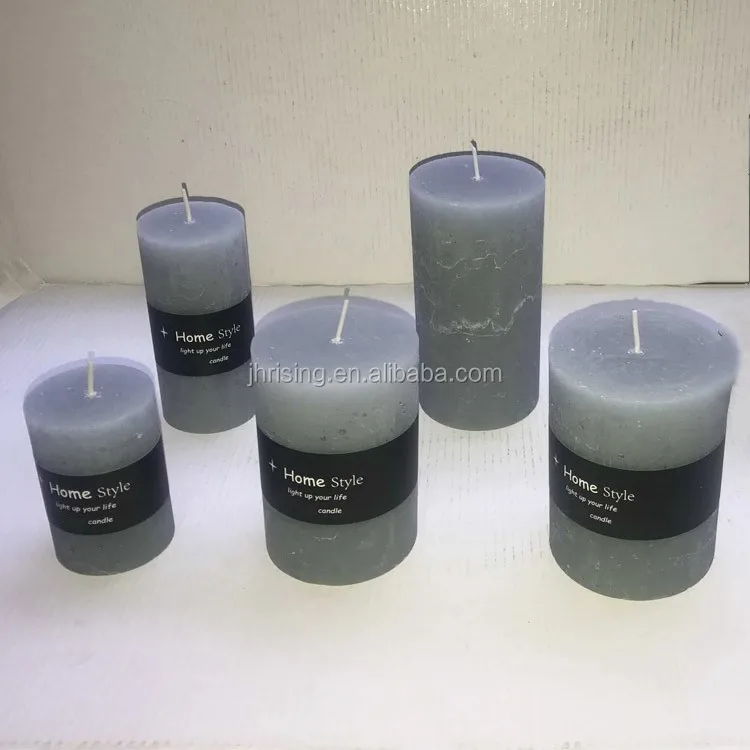 Wax burning pillar candle, metallic paint candle