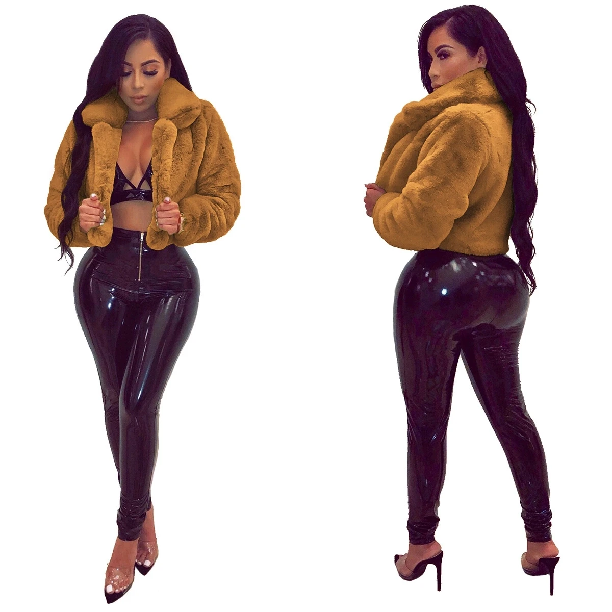 2022 fall winter wholesale women latest fashion solid jacket short trendy faux fur coat