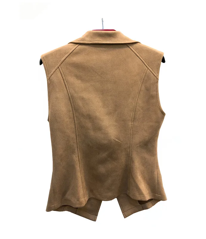 
Latest Design Cheap Autumn Winter Suede Button Zipper Woman Leather Waistcoat 