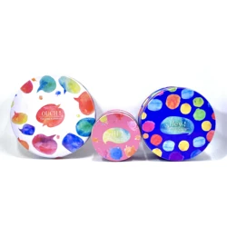 Food grade High Cylindrical Shape Tinplate Box round metal tin box cake biscuit tin can container