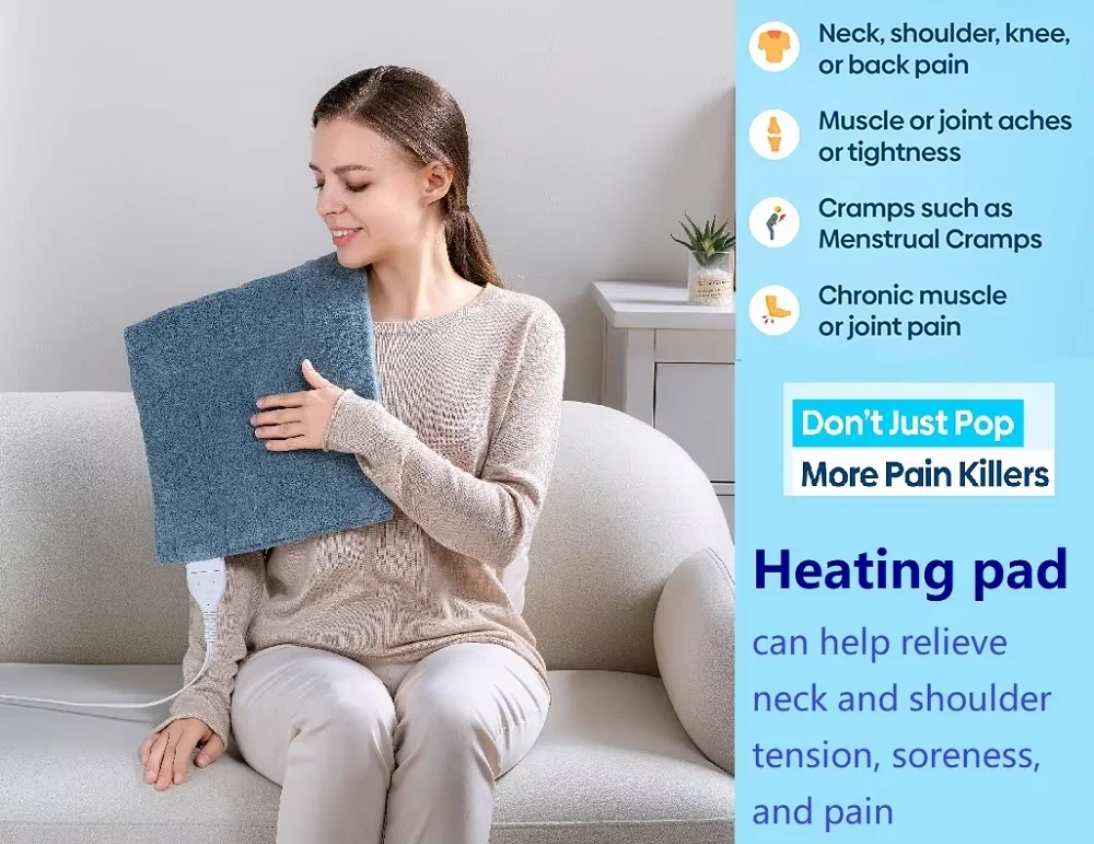 17x33 Large Size Personal Care Electric Blanket with 4 Heating Level Control Weighted Heating Pad Body Warmer