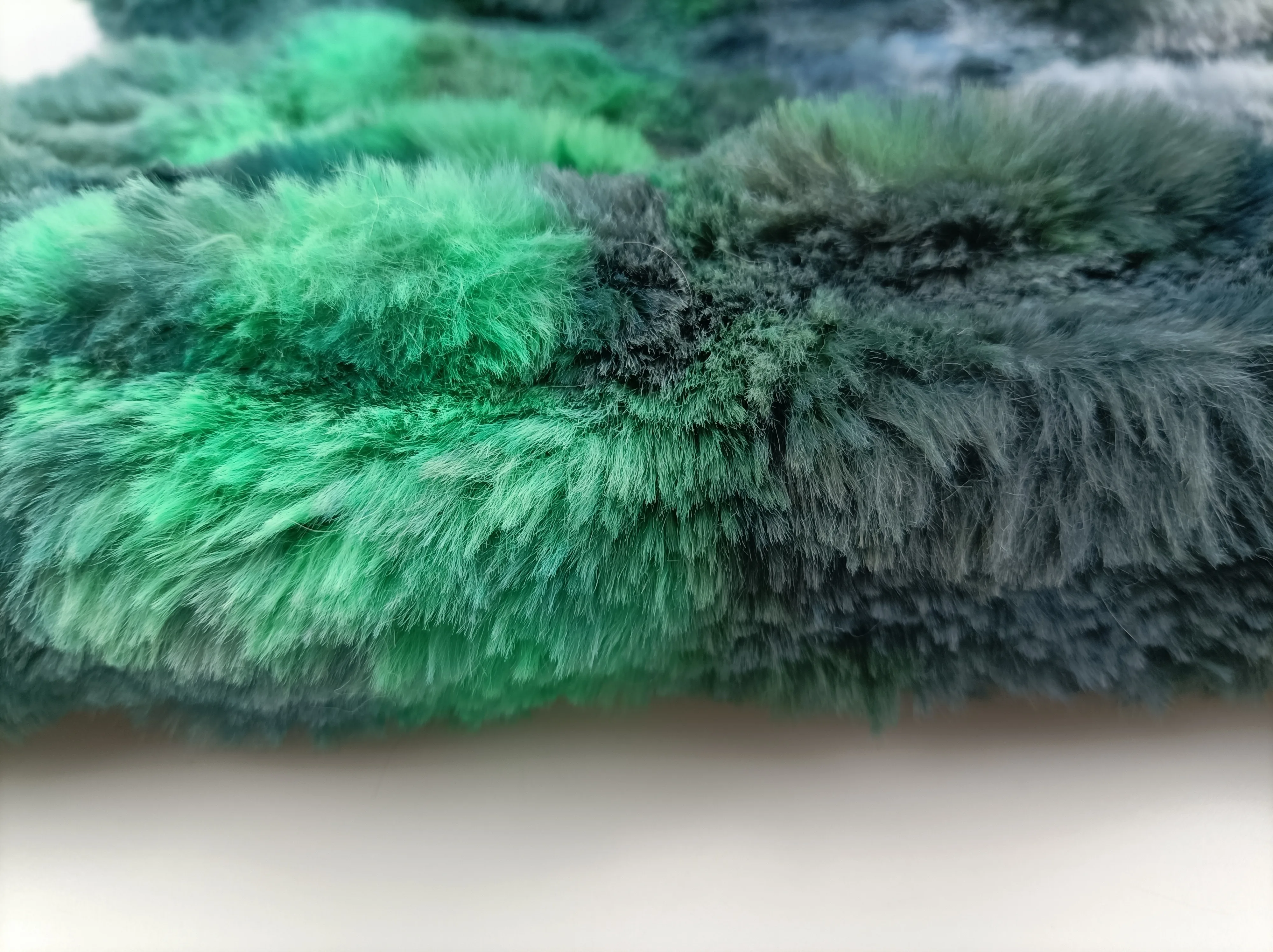 Forest Tie-dyed Spandex Rabbit Faux Fur Fabric Elastic Fur Fabric For Hometextile/Garment/Toys