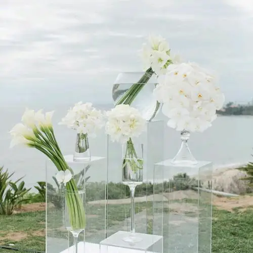 acrylic wedding plinth high transparent for flowers display rack