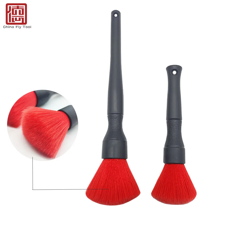 
CTCC049 Premium Quality Dark Red Color Soft PBT Wave filament car detailing brush and car cleaning brush 