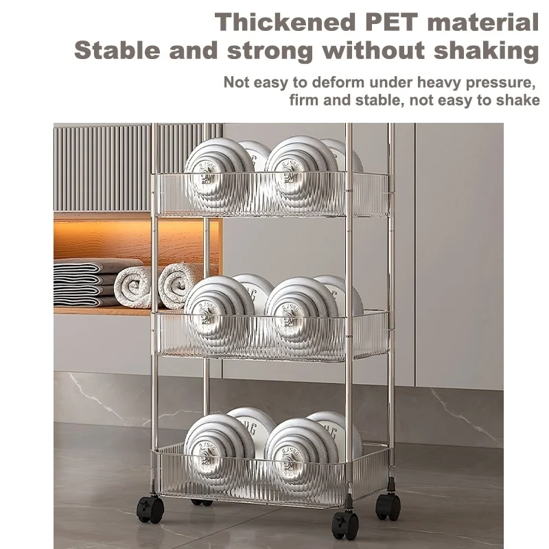 Dr.William Elegant Transparent Mini Cart on Wheels  Perfect for Kitchen and Bathroom Storage
