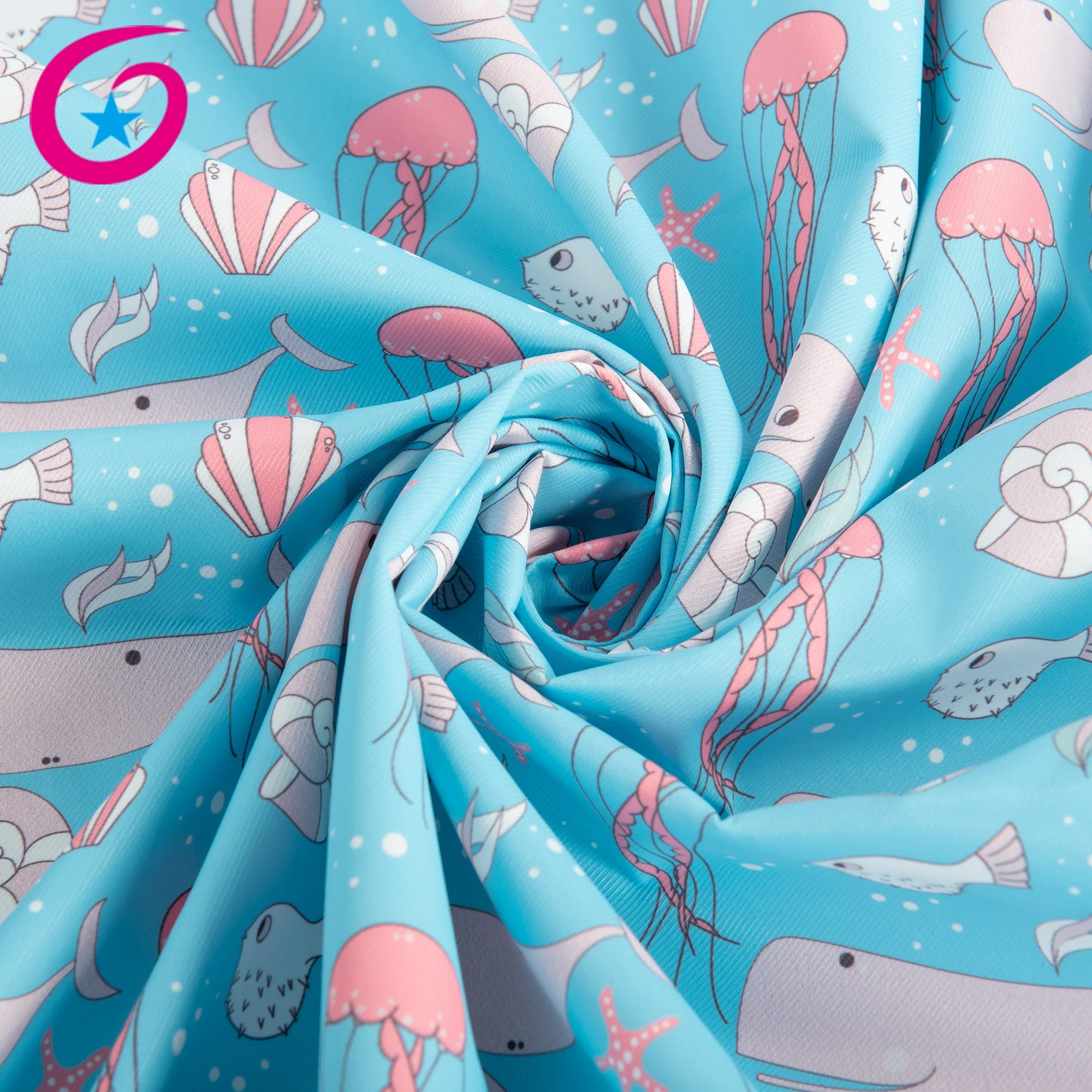 Custom printing service 100% polyester marine fishes pattern digital printing canvas fabric for bags
