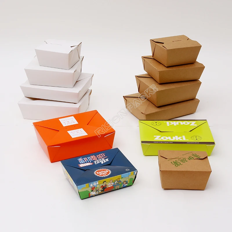 Disposable Take Away to Go Packaging Container Custom Printed Kraft Lunch Food Paper Box for Food