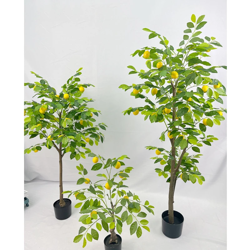 Simulation Decorations Faux Potted Lemon Fruits Tree Plastic Fruit Trees Fake Orange Artificial Lemon Tree