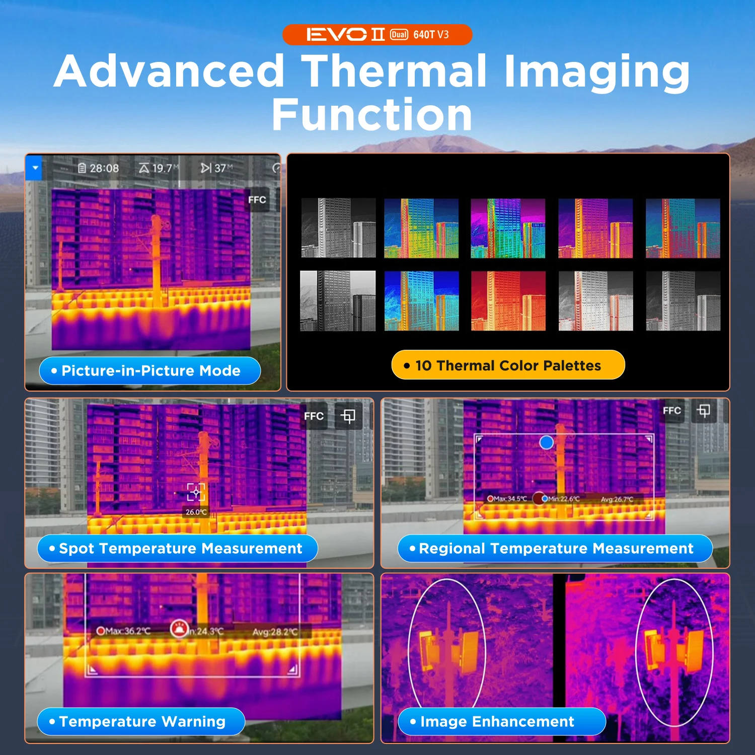 Autel Robotics EVO 2 II Dual 640T V3 Quadcopter 10KM Long Range Control Distance Surveillance UAV Dron Thermal 4K Camera Drone