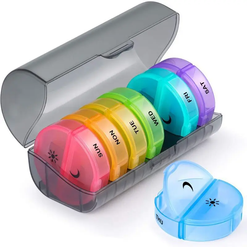 New Hot Models Weekly 7 Days 14 Compartments Pill Box Portable Plastic Pill Box