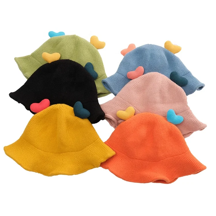 Детская вязаная шапка с двумя симпатичными рожками в форме сердец, осенне-зимняя плотная двухслойная теплая шерстяная Панама