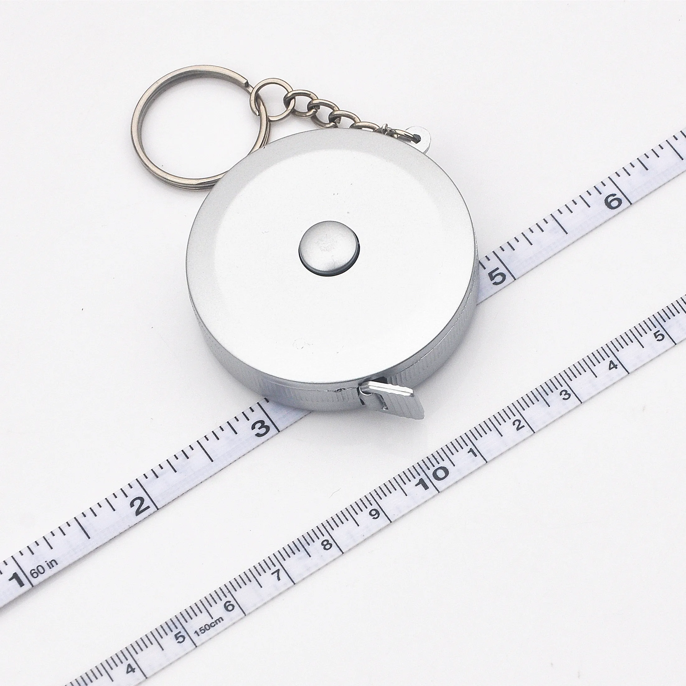 Wintape  1.5m Silver Retractable  Measure Tape Keychain  Custom Business Promotional Gift Sewing Measuring Ruler