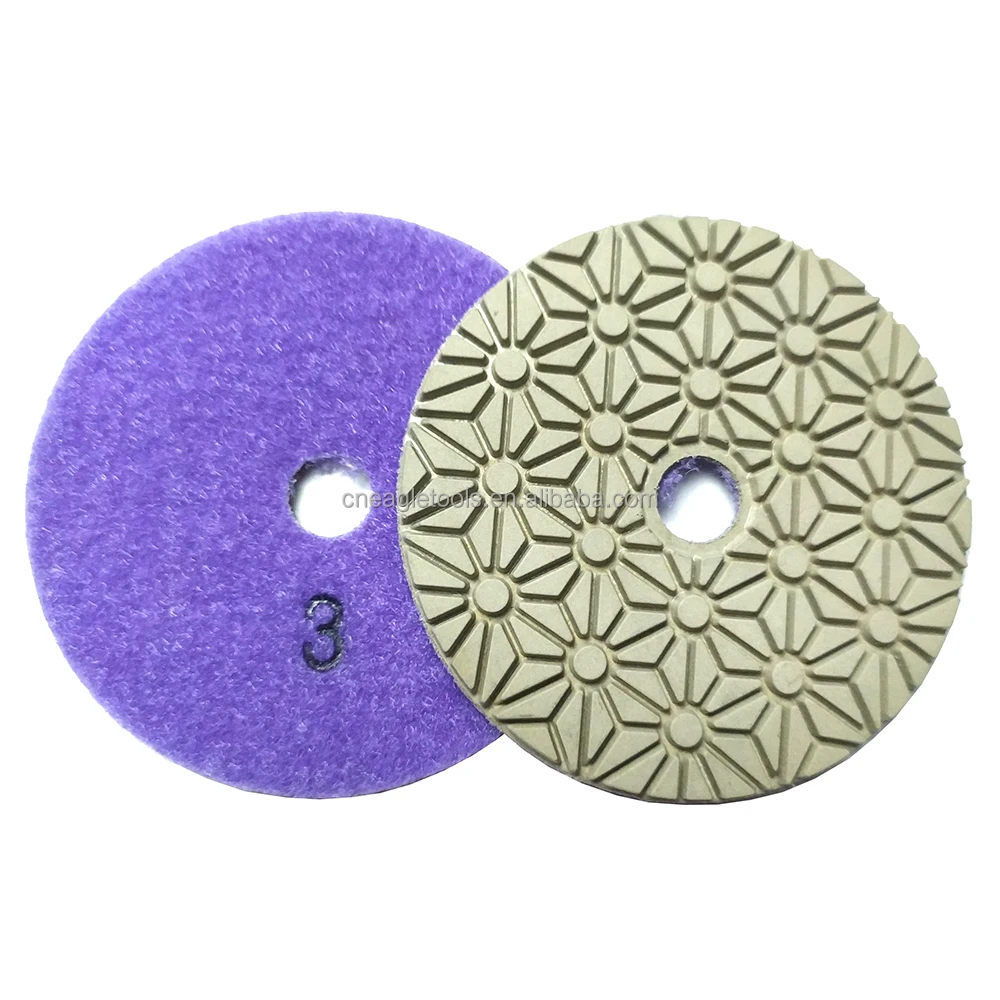 Quartz Marble Polishing Pads Wet or Dry Polishing Pads 3 Step Diamond Granite 100mm Flexible Resin Polishing Pad