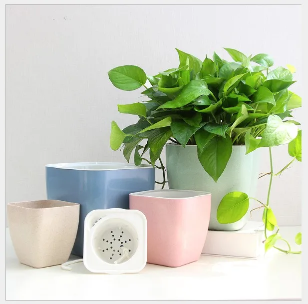 2020 hot sales Lazy Circular Self Watering Absorption Plants fiber plastic Hydroponics Plastic Flower Pot