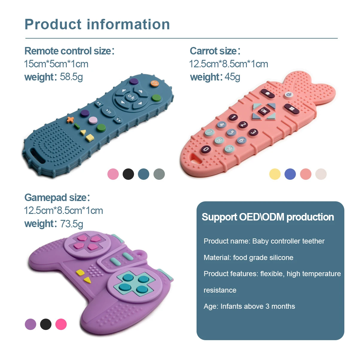 Bpa Free Wholesale Chewing Toy Baby Teether Montessori Teething Toys Game Tv Remote Control Shaped Soft Baby Silicone Teether