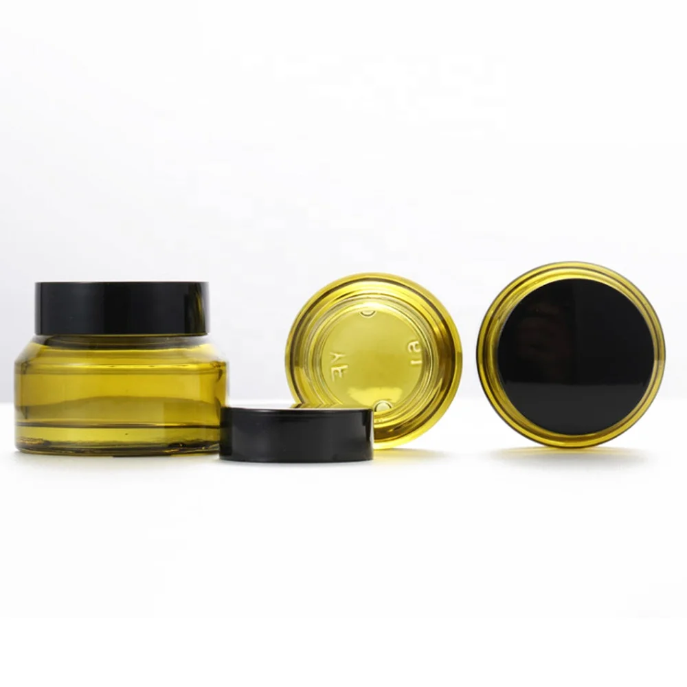 Luxury empty glass cosmetic jars 10ml 15ml 100ml packaging face cream black green with lids container custom fancy