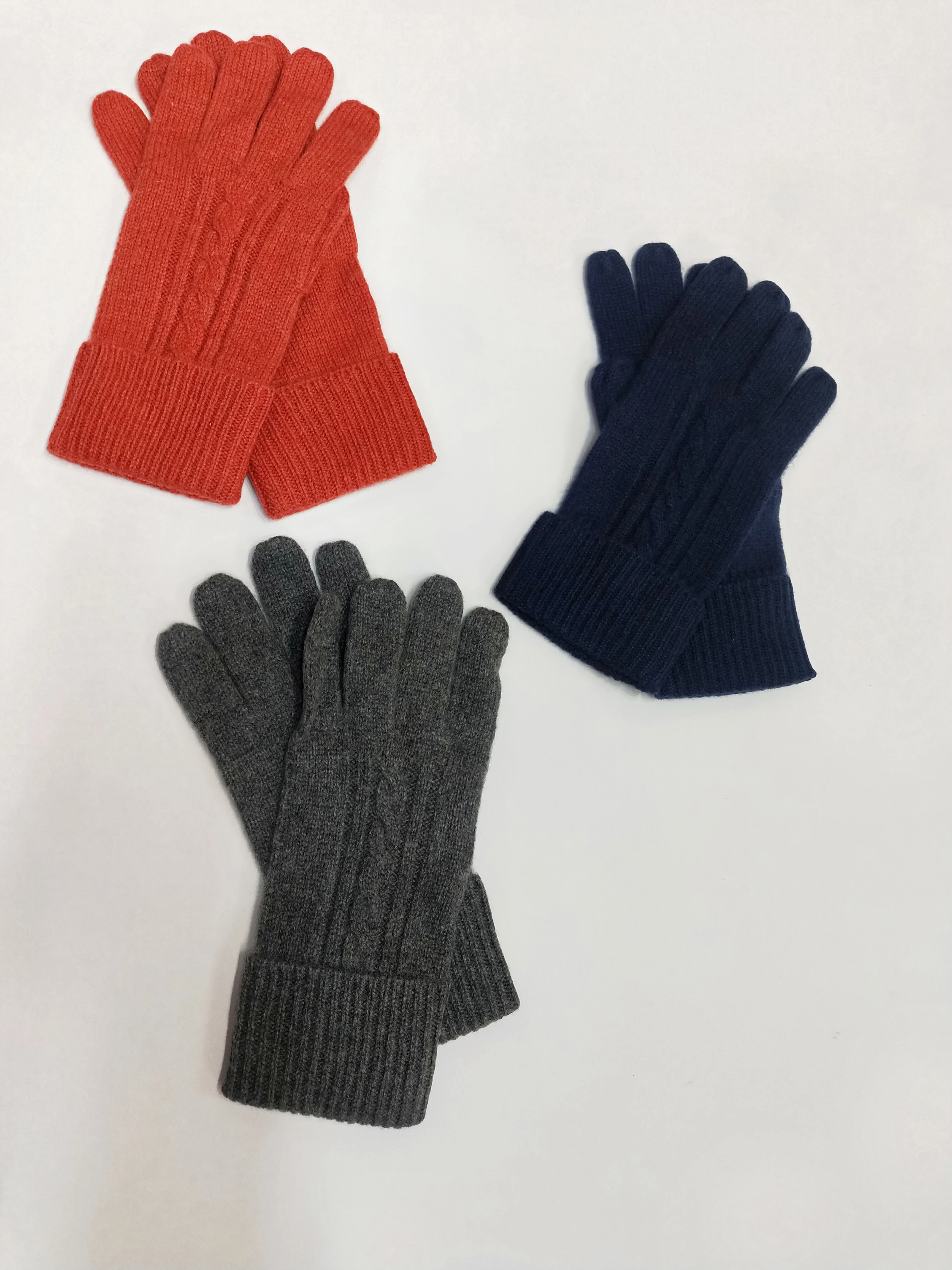 Wholesale ladies 100 cashmere gloves with cable
