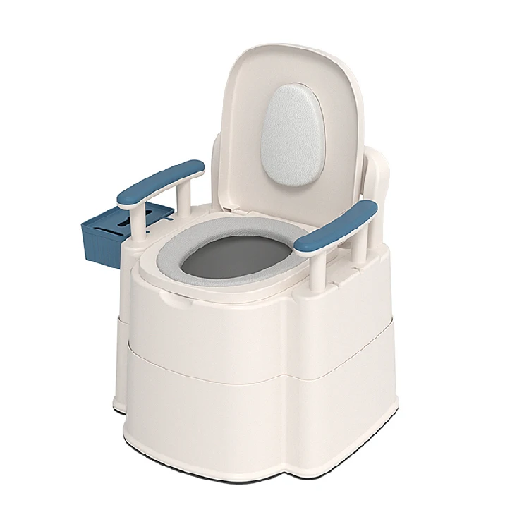 Foldable Plastic Portable Toilet Detachable Inner Bucket and Removable Toilet Paper Holder Toilet