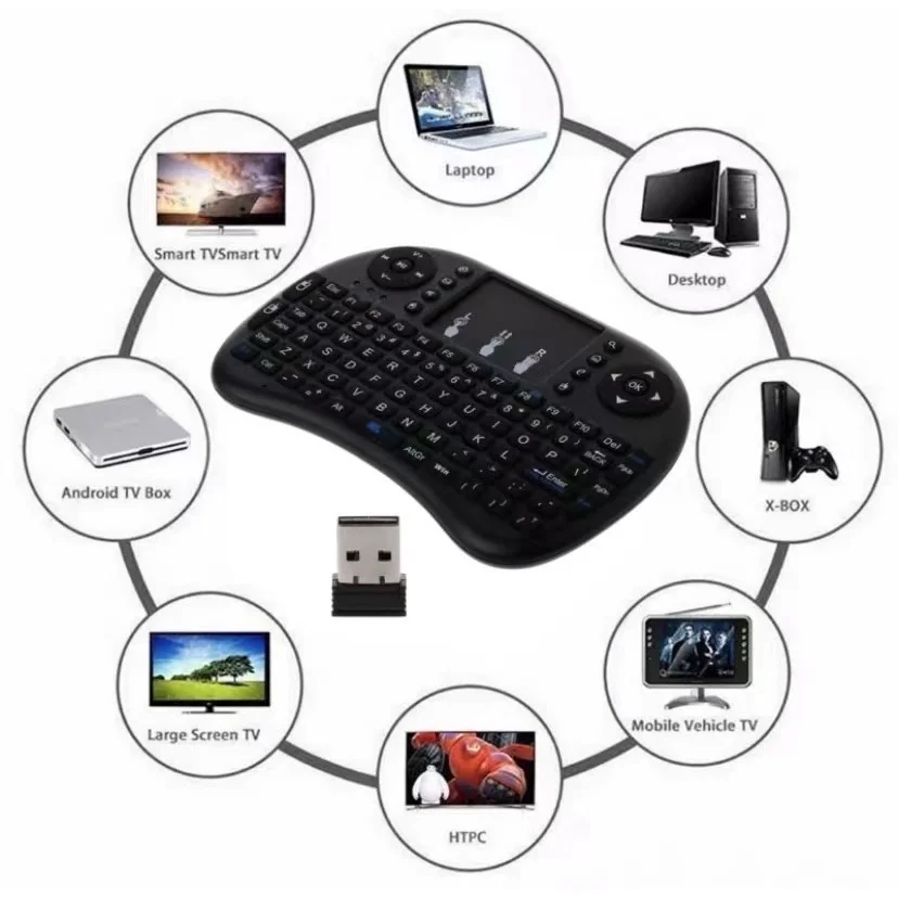 I8 Rechargeable Mini Keyboard for Xiaomi Pad TV Box Remote Control Touchpad Air Mouse 2.4G Wireless RGB Backlit Gaming Keyboard