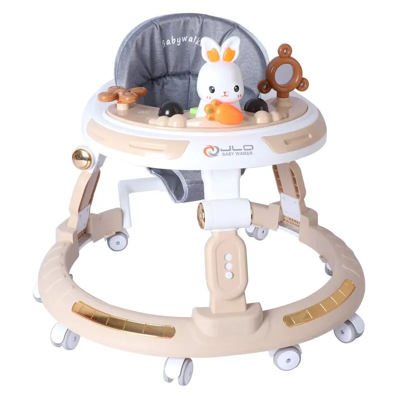 Adjustable height baby walker baby wheel walker doll wicker stroller buggy carriage with dinner music plate