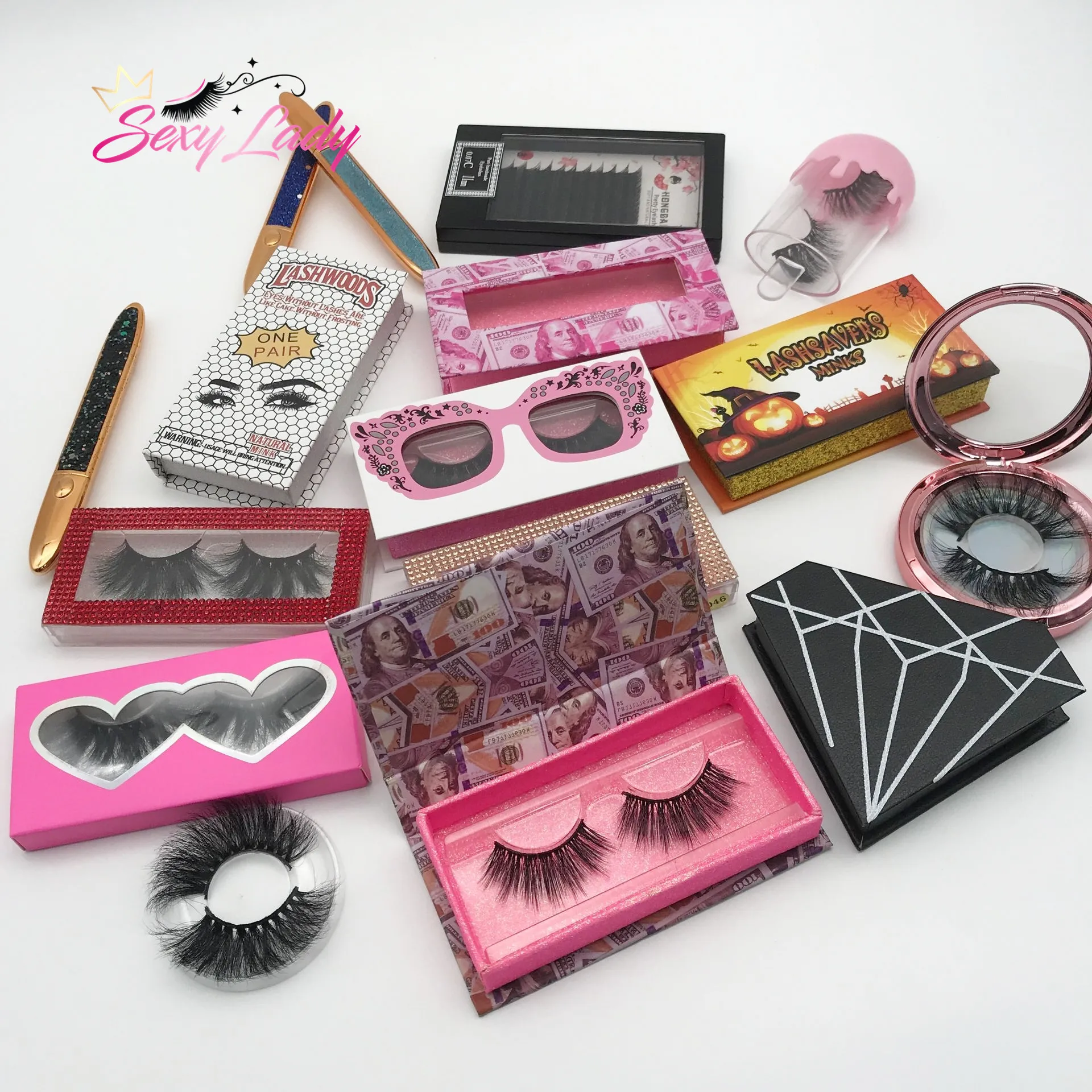 luxury mink lash with rhinestone eyelash custom packaging box eyelashes mink 3d 25mm 5d eyelashes