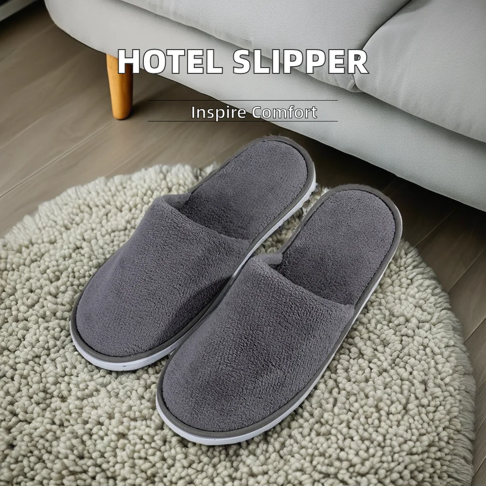 USA Summer Hotel Slipper Beige Coral Fleece Material Washable Disposable Close-Toe Design Wholesale Personalized Women Hot