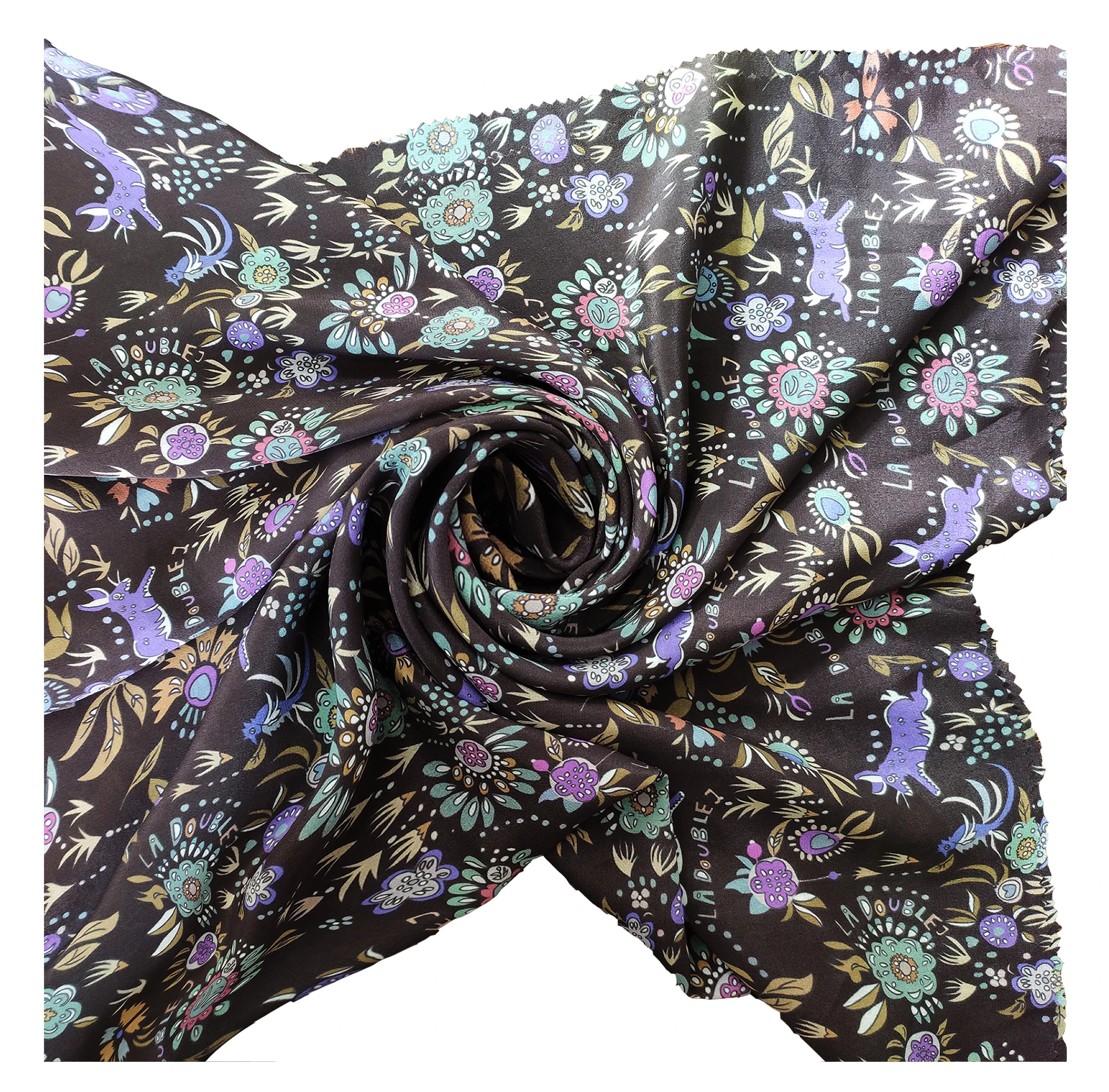 
Wholesale Factory Custom Cartoon Floral Print Silk Satin Fabric Twill Silk Satin Shawl Silk Crepe Fabric 