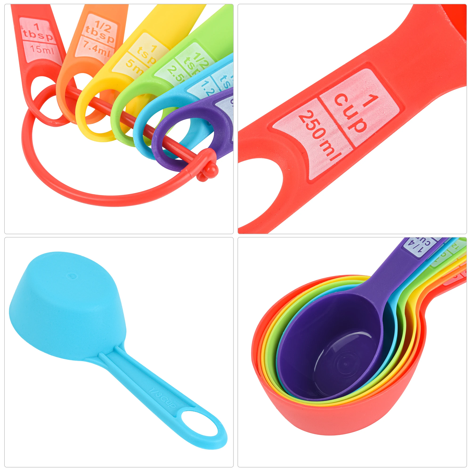 Eco Friendly 12 Pcs Plastic Colorful Measuring Cups And Spoons Set For Kitchen Backing Tool