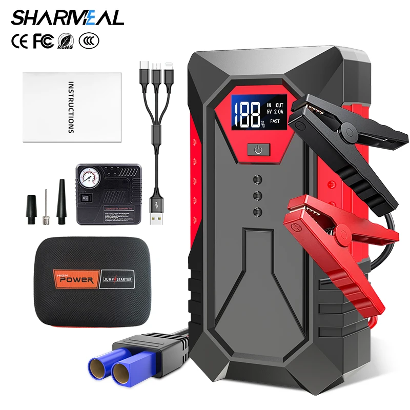 Car Jump Starter Kit 10000mah 12v 3000a Peak Lithium Battery Jump Starter Powerbank For Tractors