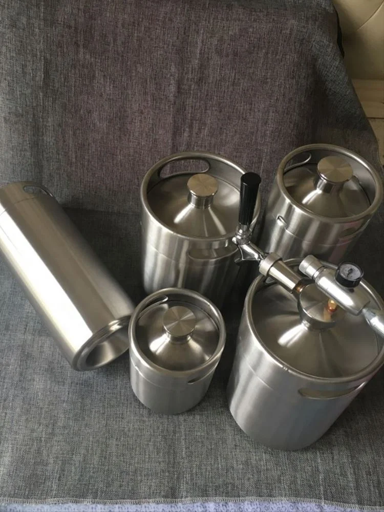 Beer Barrel Logo Color Painting Stainless Steel Customized Beer Keg US 20L 20 Litre Recycling Beer Brewing Equipment Support