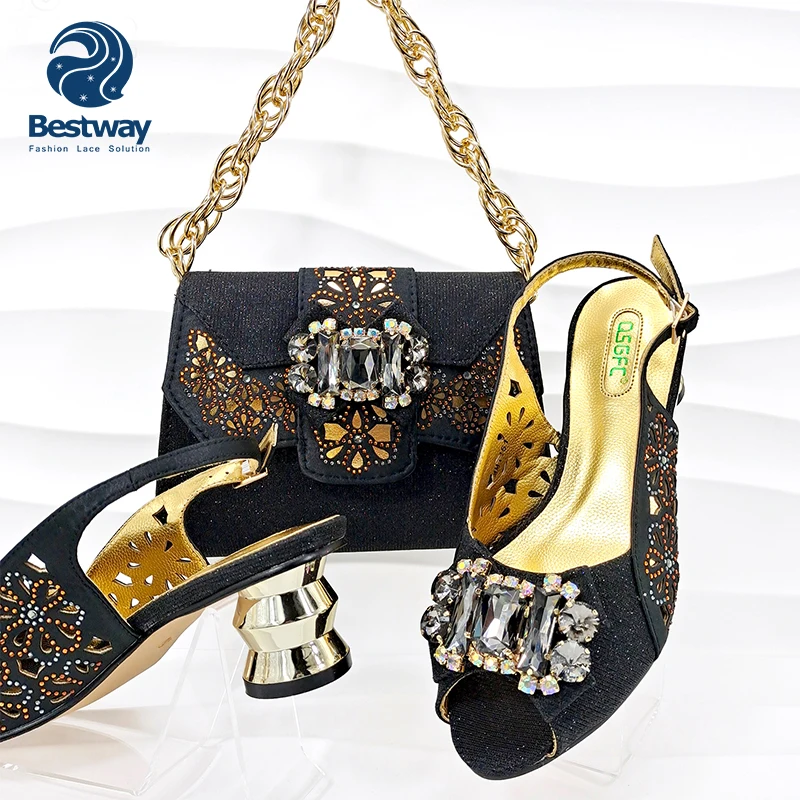 Bestway Latest African ladies Italian fashion women shoes and bags to match