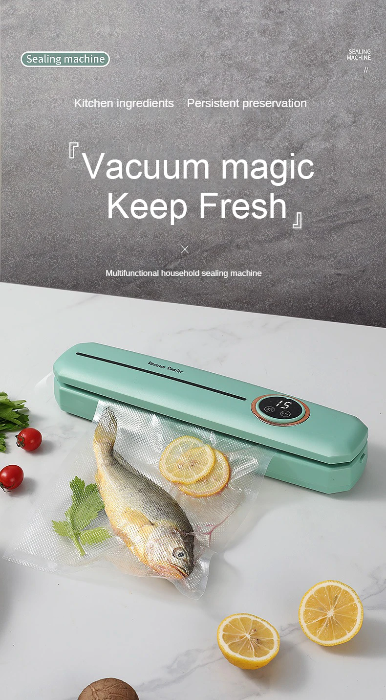 Automatic Electric Household Plastic RV Outdoor Food Storage Vacuum Sealer Machine Liquid Crystal Display Preserves Food