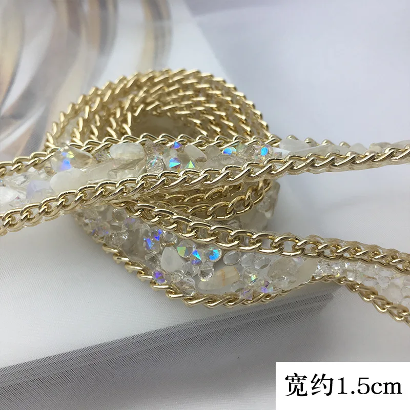 1.5cm width Hot Fix Glass Rhinestone Banding Trim Crystal Hotfix Strass Banding Sticker Appliques