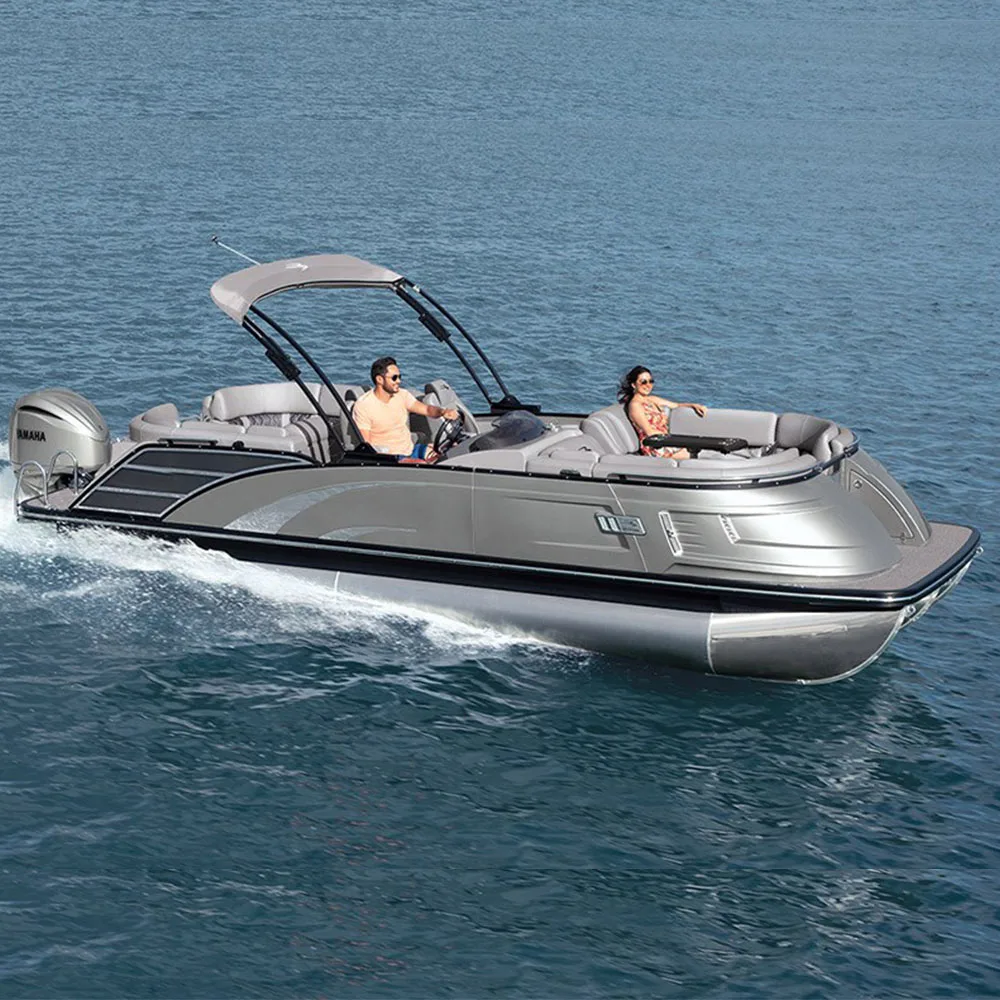 New Trends Luxury Aluminium Party Fiberglass Pontoon Fishing Boat 12-Person 9m Capacity for Ocean Family Motor Yacht