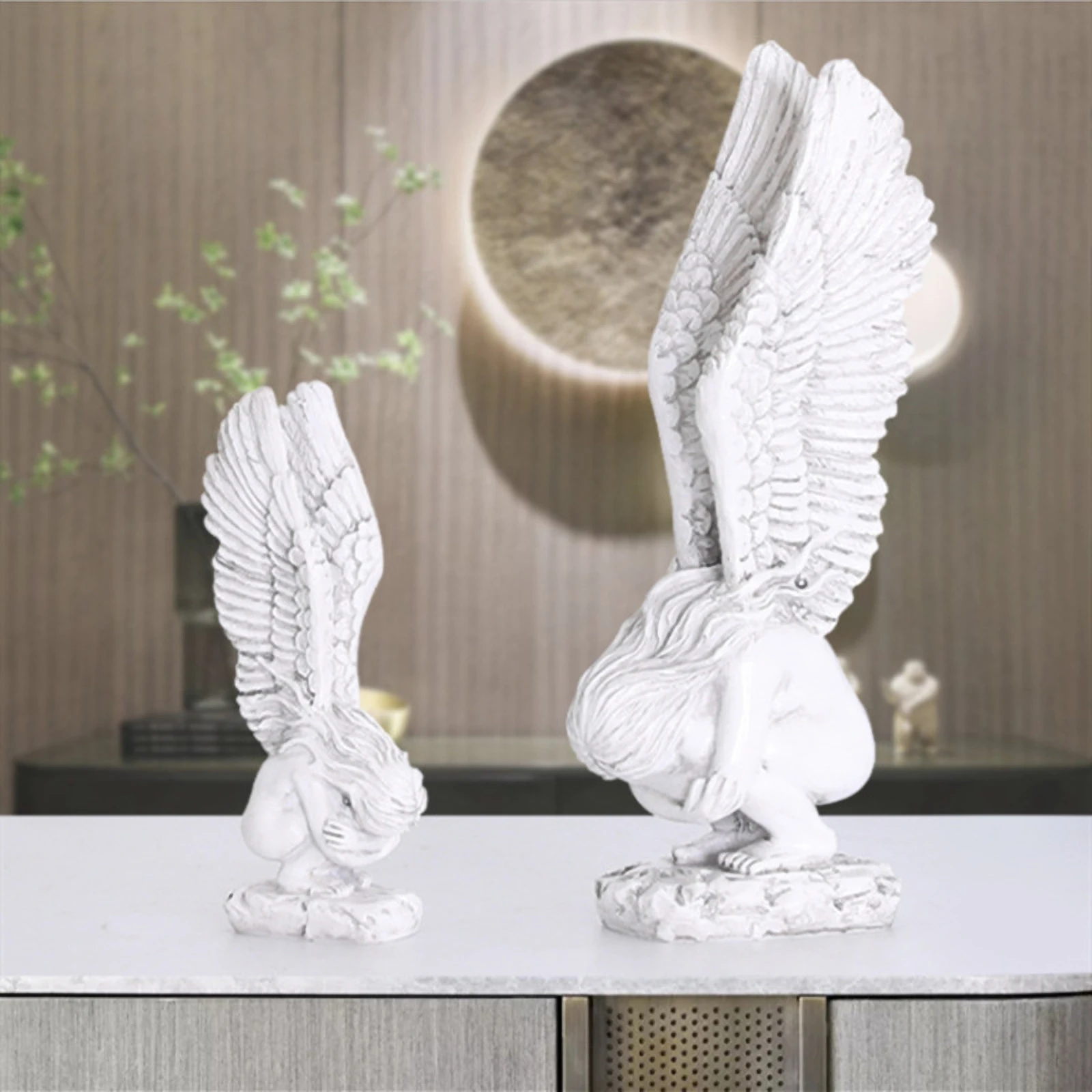 Fengzhi Factory Modern Simple Wind Resin Crafts Salvation Winged Angel Sculpture Creative Desktop Small Decoration