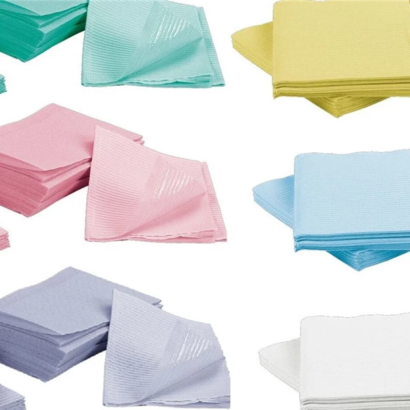 
Colored High Quality 3 layers dental bibs waterproof disposable bibs medical 500pcs 