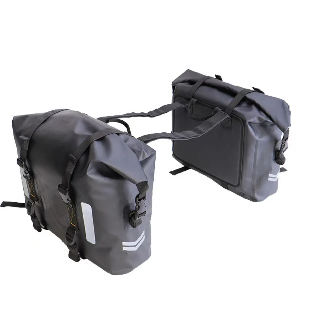 Сверхмощный 2x30L рулон закрытия боковые сумки мотоциклетные водонепроницаемые седельные