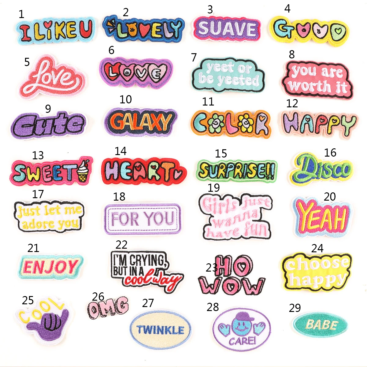 Cute badge embroidery handmade iron on Love OMG Good patches