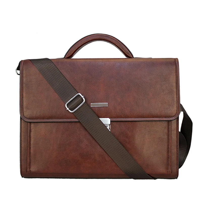 Leather Bags Design Business Laptop waterproof computer Handbag Coffee Men Bag Soft Sided Leather Briefcase